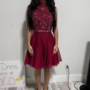 Sherri Hill Burgundy Sequin Dress
